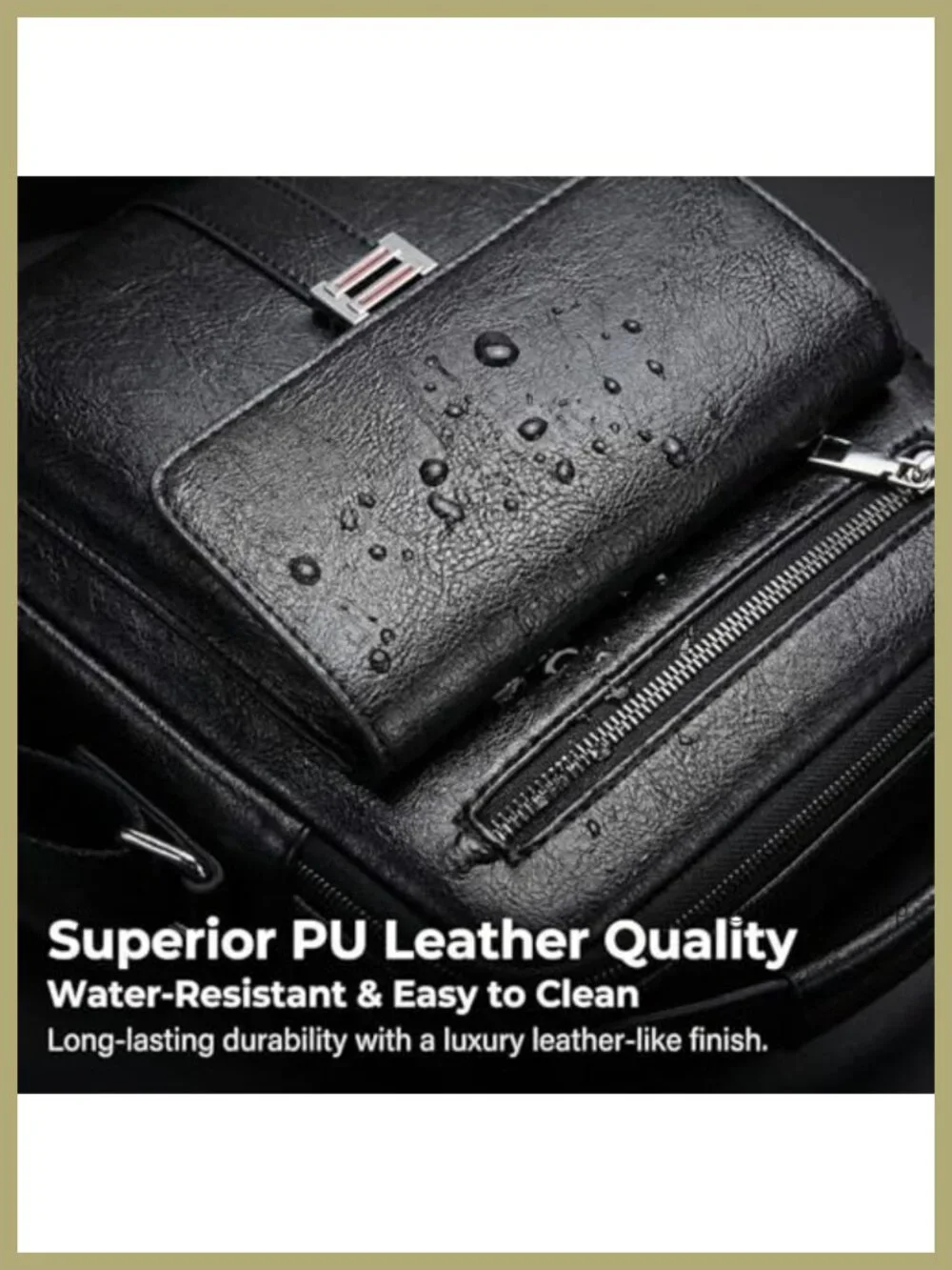 Vintage Faux Leather Crossbody Messenger Bag Men | Adjustable Strap Top Handle